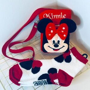 Minnie Mouse Red Crossbody Bag with 3D Ears and Bow with Matching Socks